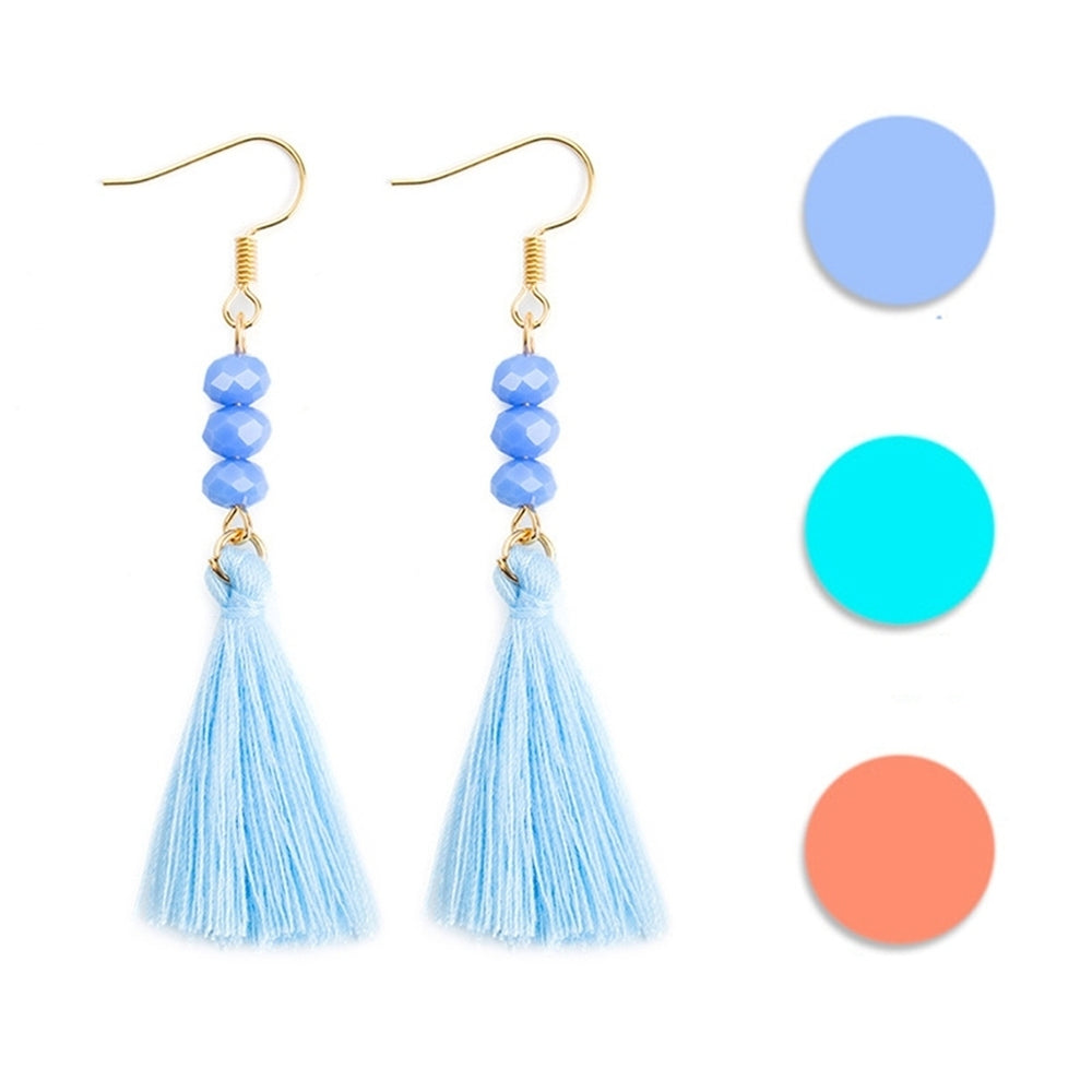 Bohemian Acrylic Bead Women Girls Tassel Hook Earrings Long Dangle Party Jewelry Image 2