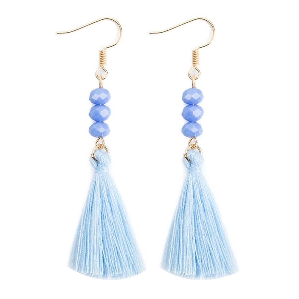 Bohemian Acrylic Bead Women Girls Tassel Hook Earrings Long Dangle Party Jewelry Image 1