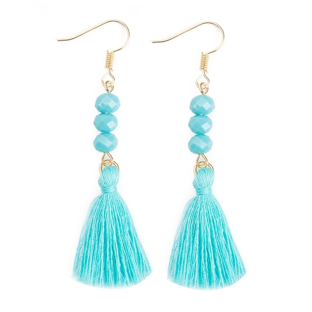 Bohemian Acrylic Bead Women Girls Tassel Hook Earrings Long Dangle Party Jewelry Image 4