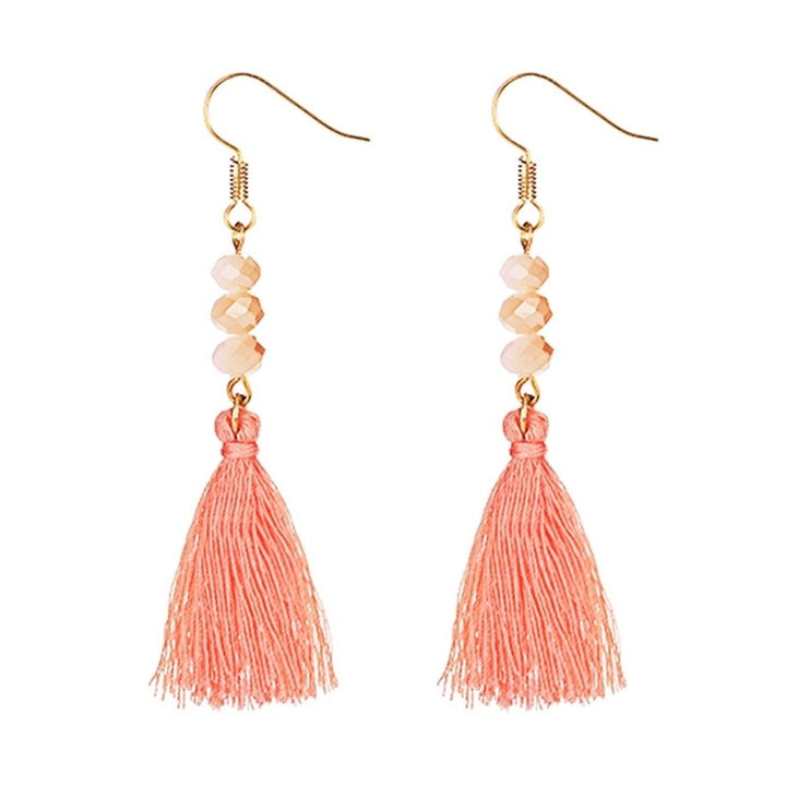 Bohemian Acrylic Bead Women Girls Tassel Hook Earrings Long Dangle Party Jewelry Image 1