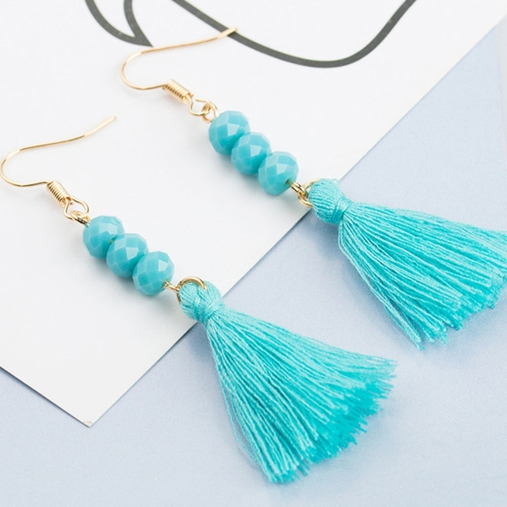 Bohemian Acrylic Bead Women Girls Tassel Hook Earrings Long Dangle Party Jewelry Image 8