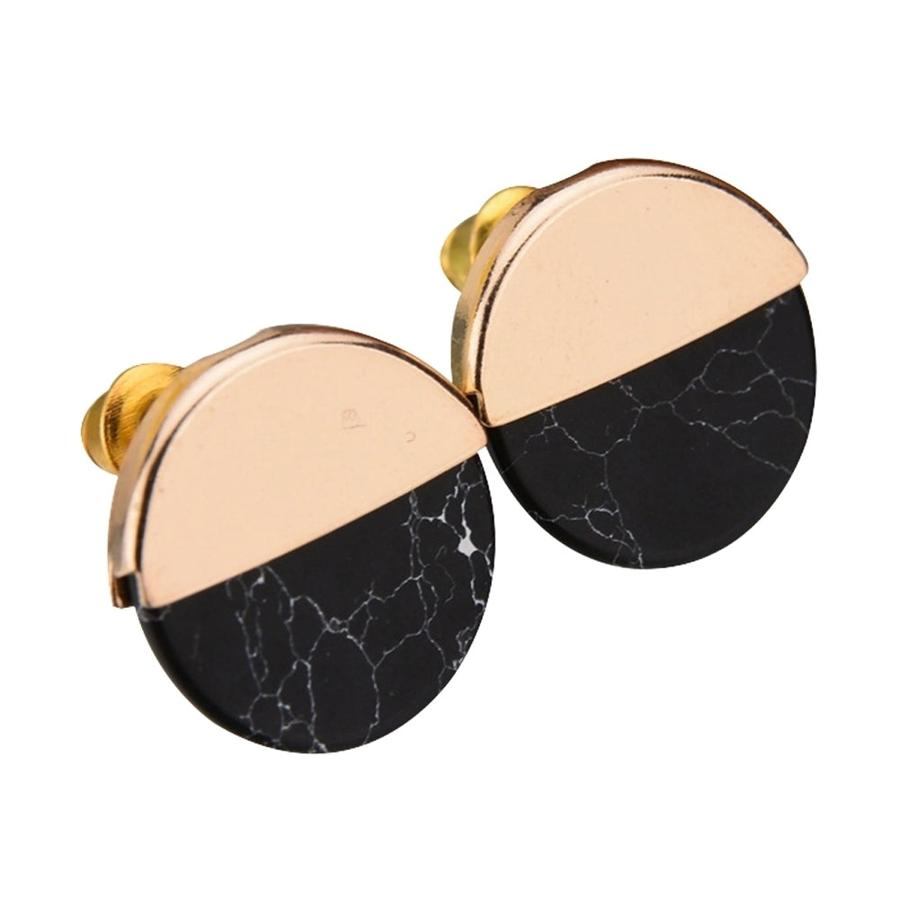 Fashion Half Round Faux Marble Stone Ear Studs Women Date Shopping Earrings Image 11