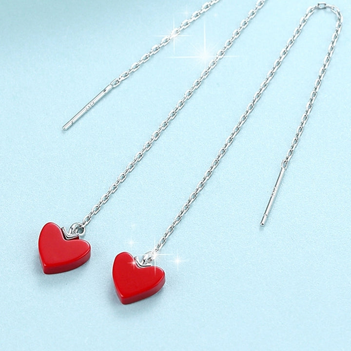 Fashion Women Long Love Heart Linear Thread Earrings Party Wedding Date Jewelry Image 6