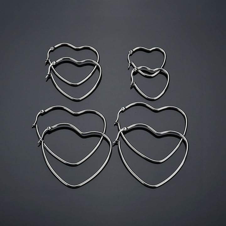 All-match Club Pub Prom Jewelry Exaggerated Women Big Love Heart Hoop Earrings Image 2