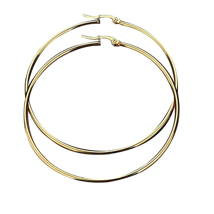 Unique Women Big Circle Hoop Earrings Stainless Steel Party Club Pub Jewelry Image 4