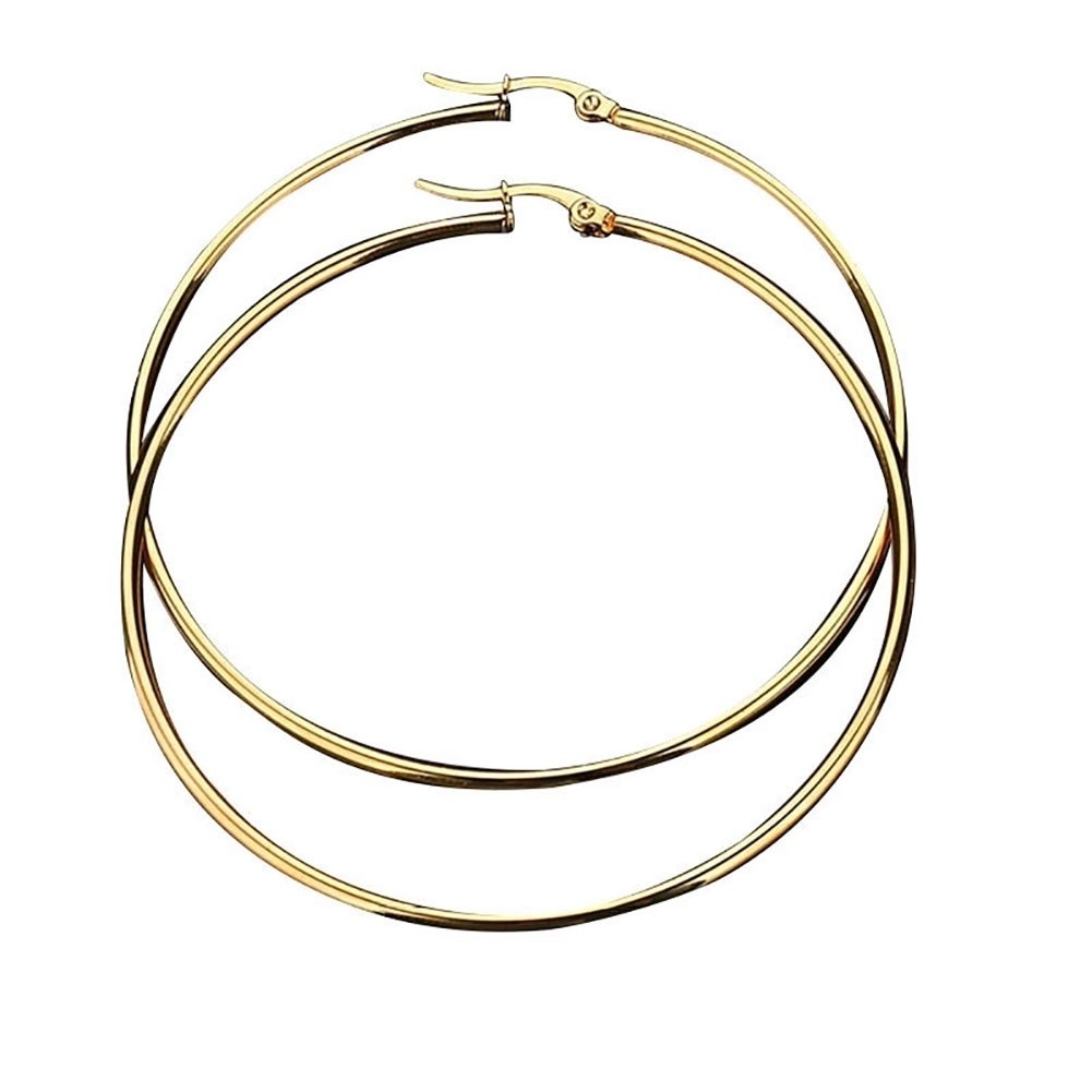 Unique Women Big Circle Hoop Earrings Stainless Steel Party Club Pub Jewelry Image 1