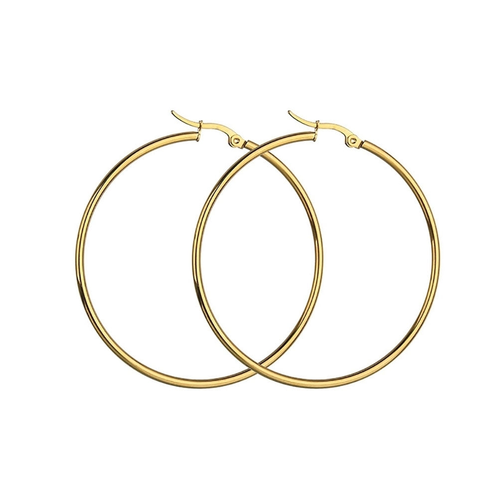 Unique Women Big Circle Hoop Earrings Stainless Steel Party Club Pub Jewelry Image 4