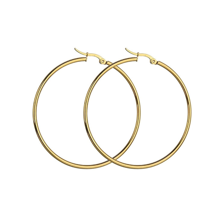 Unique Women Big Circle Hoop Earrings Stainless Steel Party Club Pub Jewelry Image 4