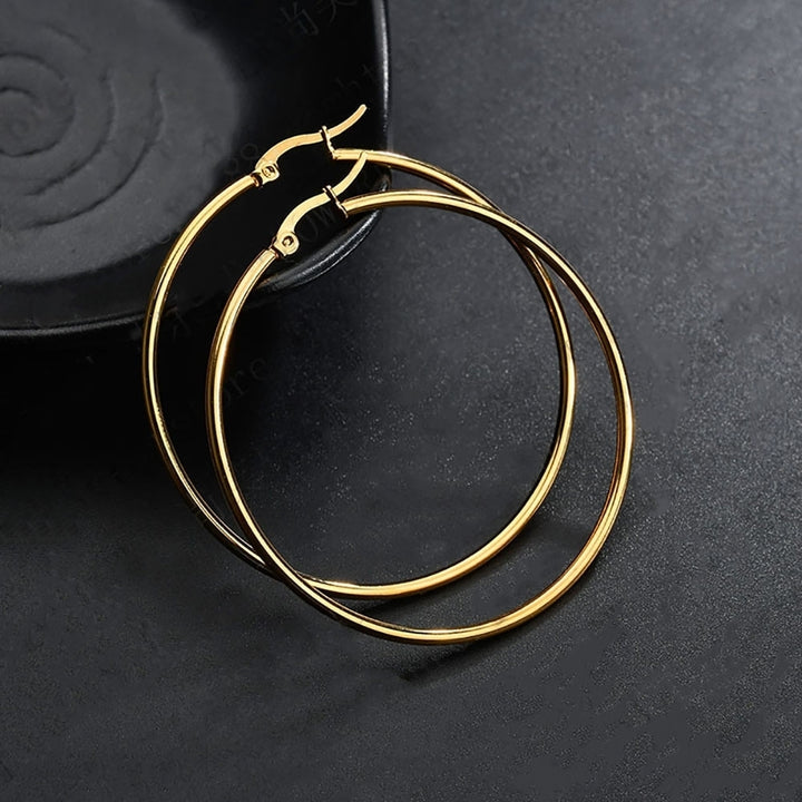 Unique Women Big Circle Hoop Earrings Stainless Steel Party Club Pub Jewelry Image 6