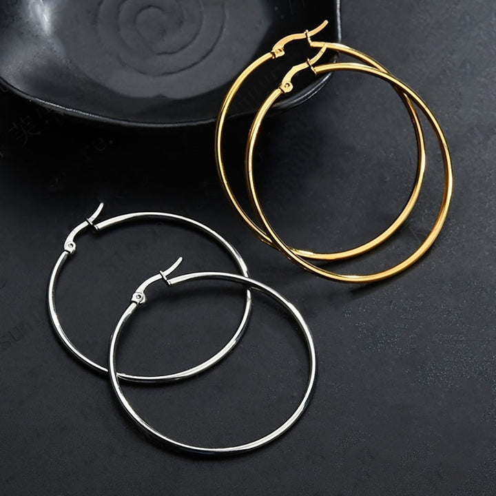 Unique Women Big Circle Hoop Earrings Stainless Steel Party Club Pub Jewelry Image 7