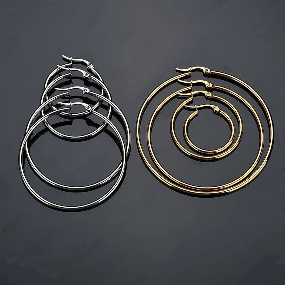 Unique Women Big Circle Hoop Earrings Stainless Steel Party Club Pub Jewelry Image 8