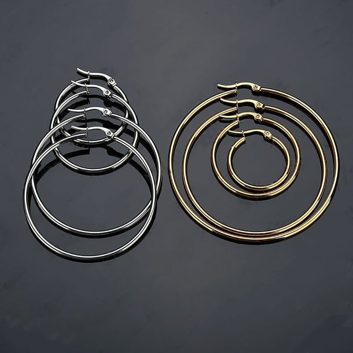 Unique Women Big Circle Hoop Earrings Stainless Steel Party Club Pub Jewelry Image 8