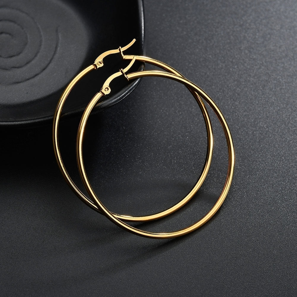 Unique Women Big Circle Hoop Earrings Stainless Steel Party Club Pub Jewelry Image 12