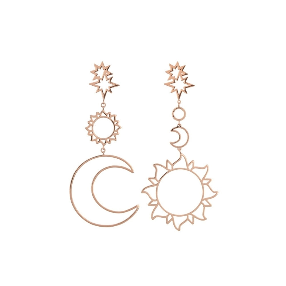 Women Fashion Boho Asymmetrical Hollow Star Sun Moon Drop Dangle Earring Jewelry Image 4