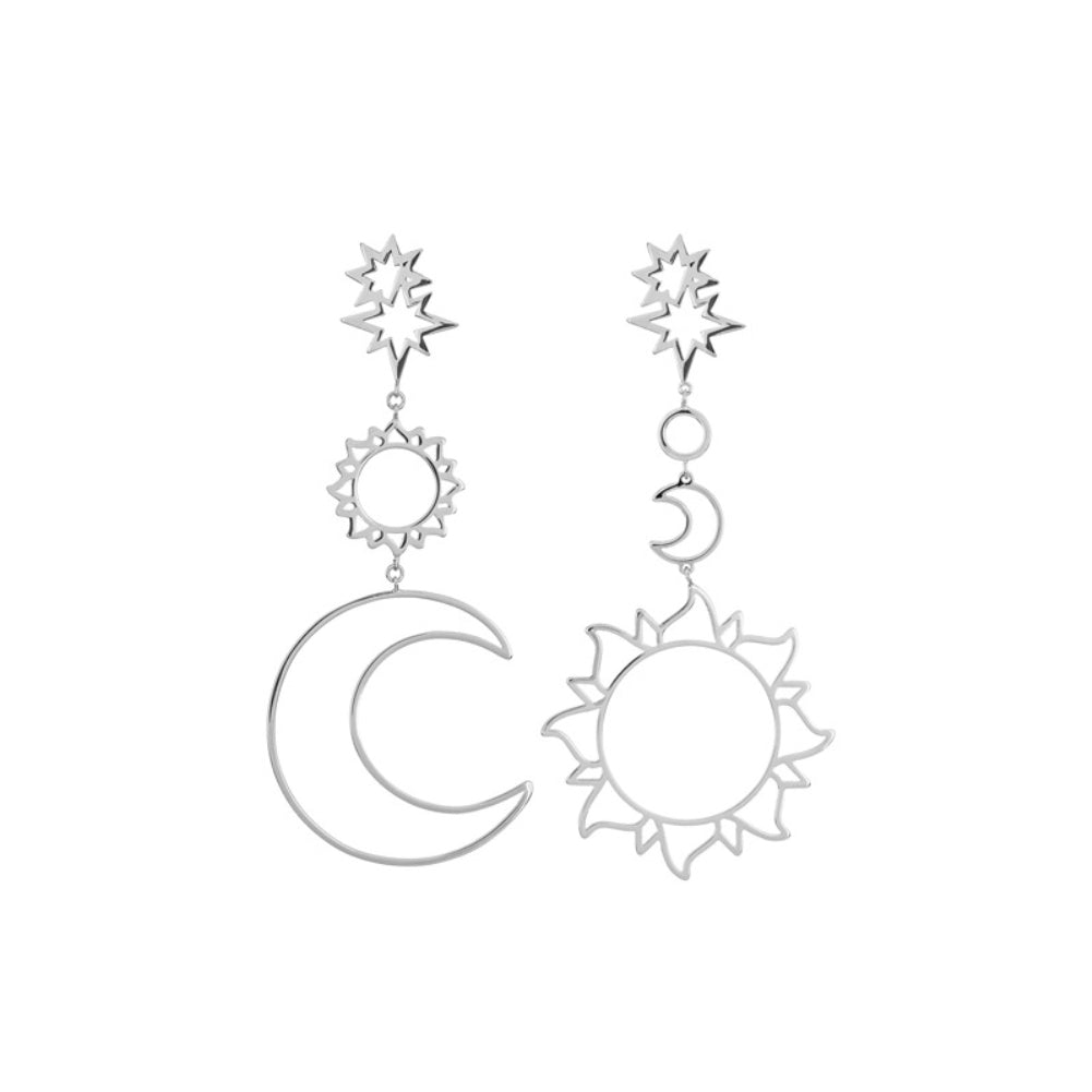 Women Fashion Boho Asymmetrical Hollow Star Sun Moon Drop Dangle Earring Jewelry Image 4