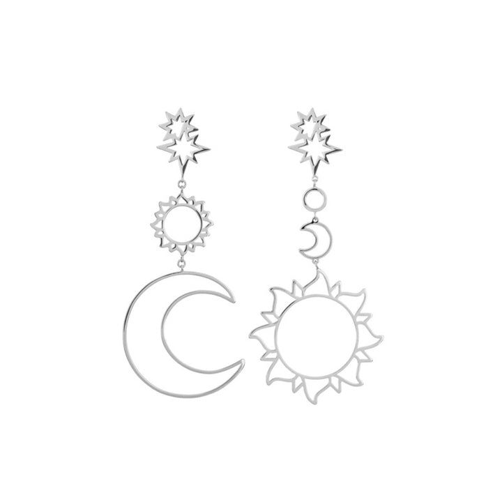 Women Fashion Boho Asymmetrical Hollow Star Sun Moon Drop Dangle Earring Jewelry Image 4