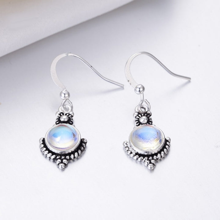 Elegant Women Faux Moonstone Hook Earrings Jewelry Party Valentines Charm Gift Image 2