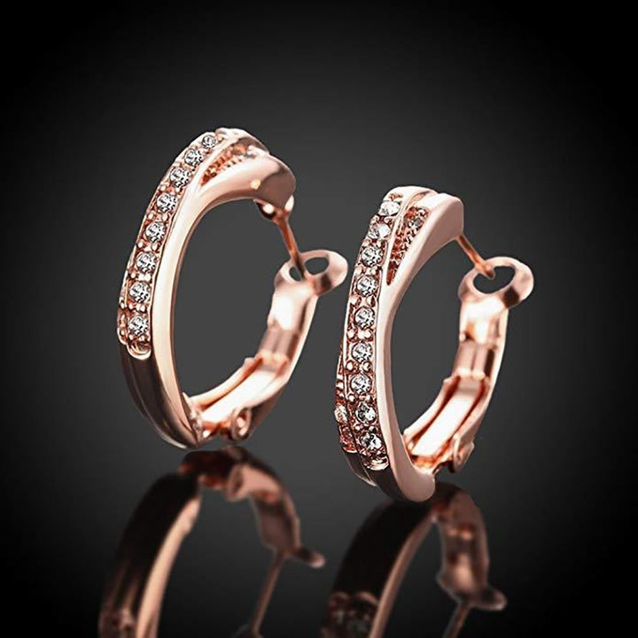 Fashion Elegant Hoop Huggie Earrings Shiny Rhinestone Party Jewelry Lady Gift Image 7