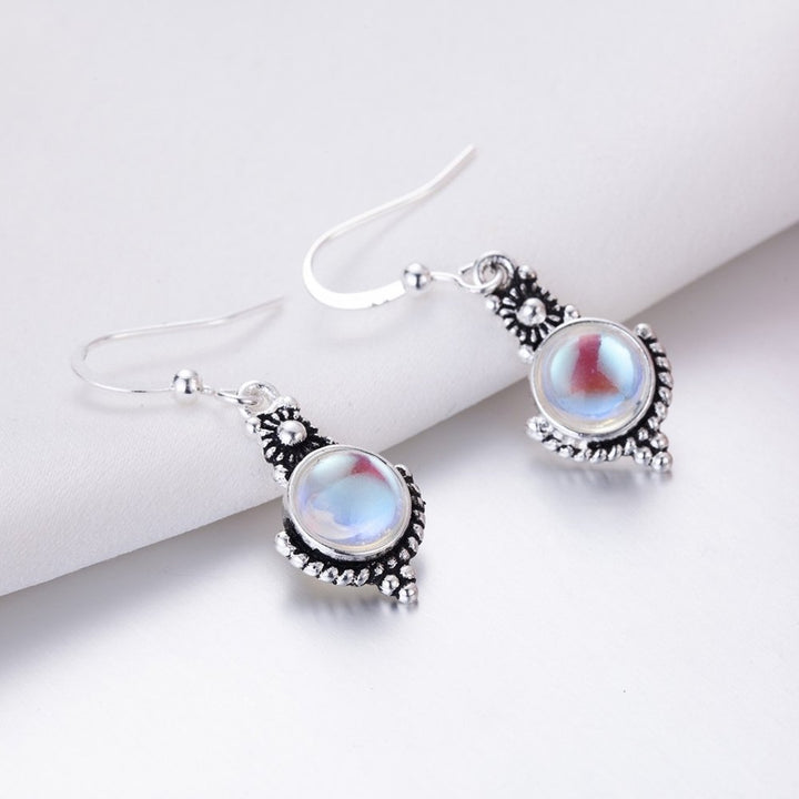 Elegant Women Faux Moonstone Hook Earrings Jewelry Party Valentines Charm Gift Image 3