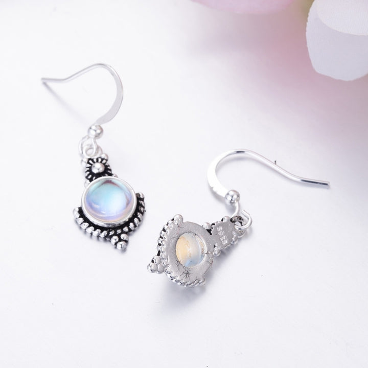 Elegant Women Faux Moonstone Hook Earrings Jewelry Party Valentines Charm Gift Image 4