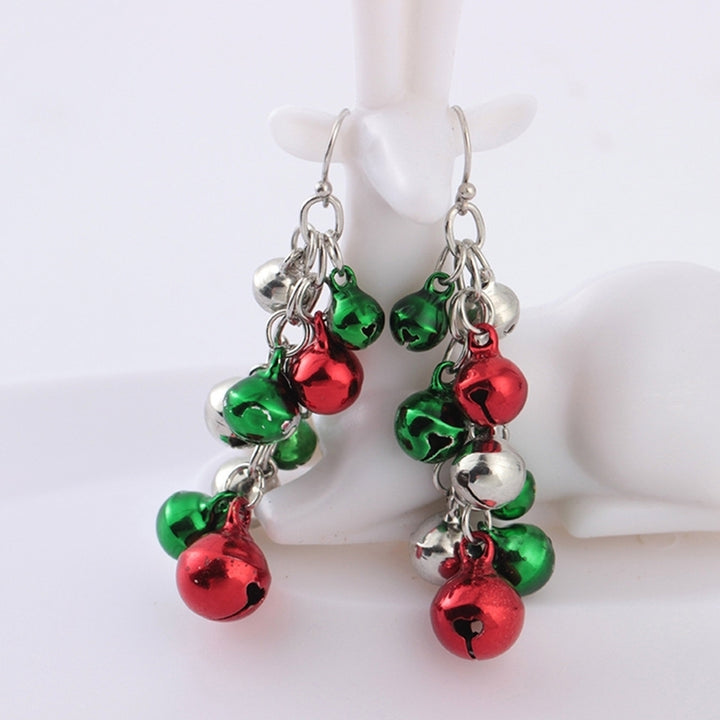 Women Party Jewelry Decor Merry Christmas Jingle Bell Long Dangle Hook Earrings Image 1