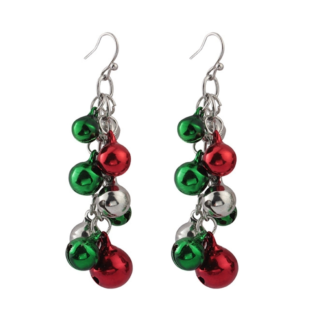 Women Party Jewelry Decor Merry Christmas Jingle Bell Long Dangle Hook Earrings Image 4