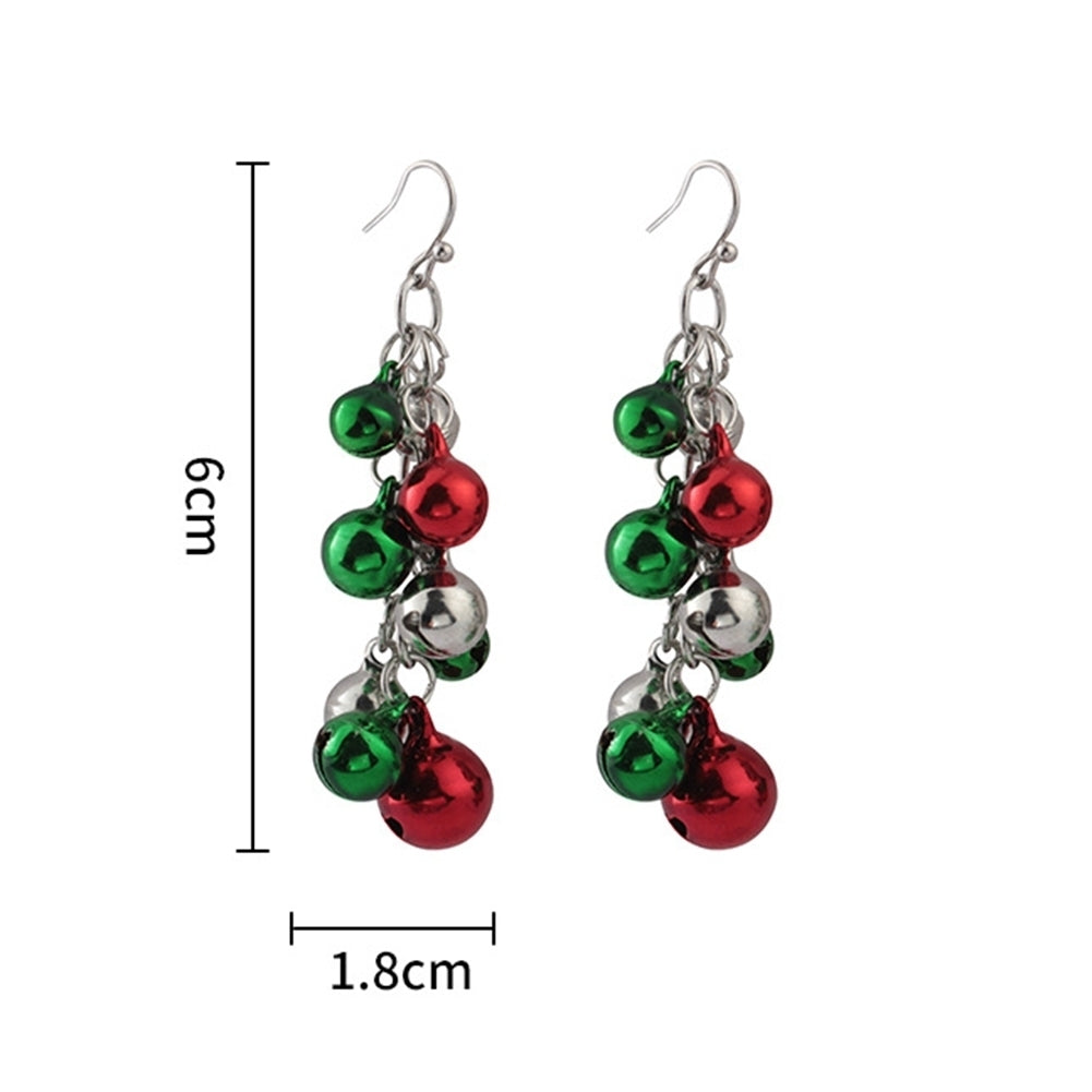 Women Party Jewelry Decor Merry Christmas Jingle Bell Long Dangle Hook Earrings Image 6