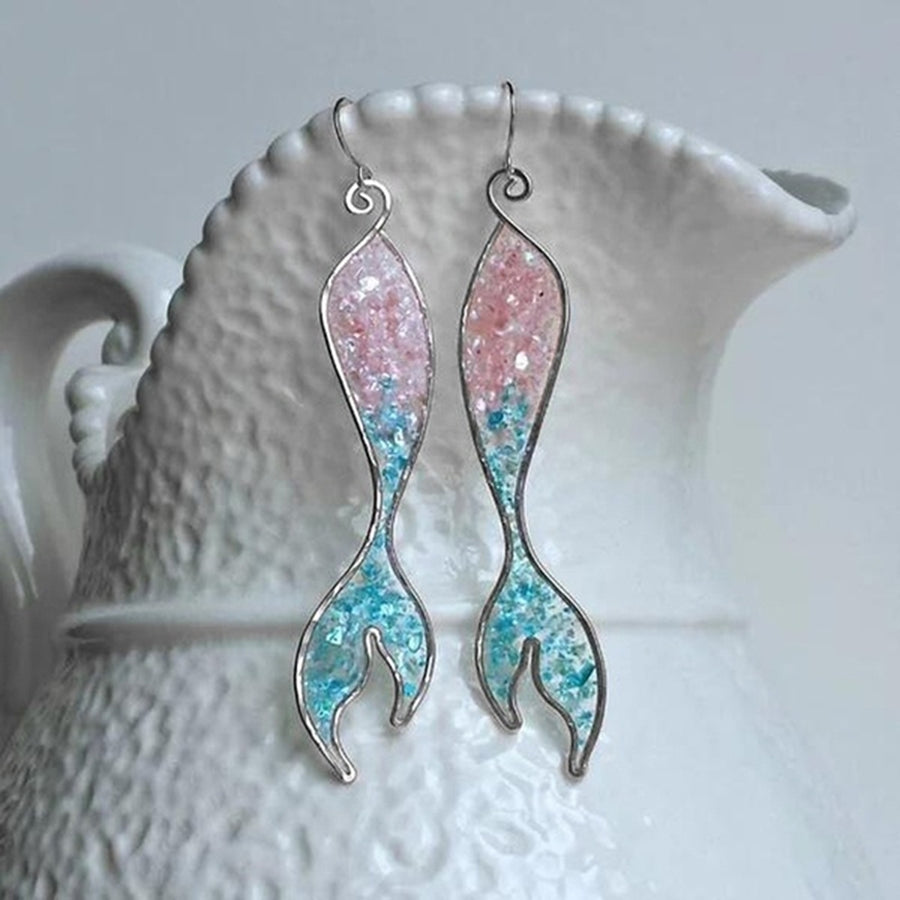 Fashion Mermaid Tail Pendant Hook Earrings Women Jewelry Party Image 1