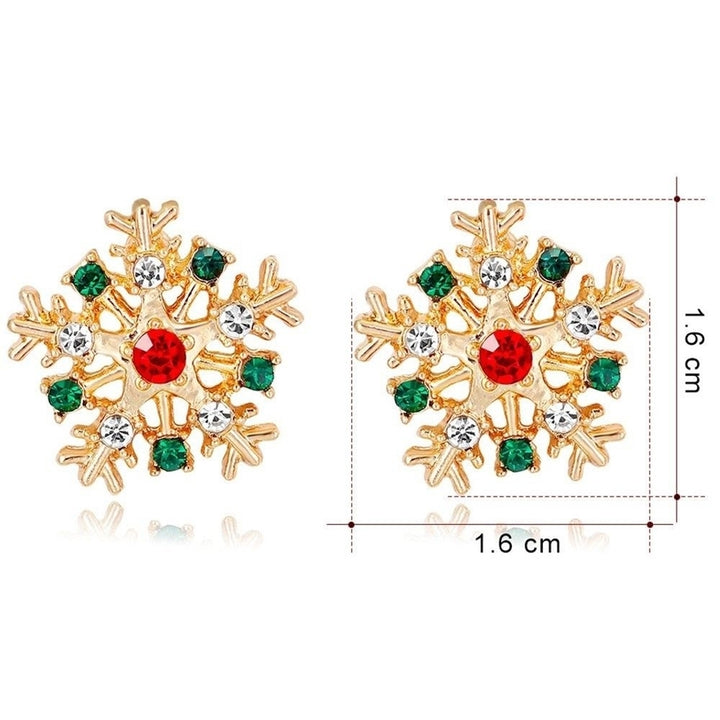 Women Fashion Christmas Snowflake Inlaid Rhinestone Jewelry Ear Stud Earrings Image 8