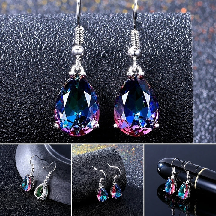 Fashion Multicolor Faux Gem Waterdrop Pear Hook Earrings Party Jewelry Eardrop Image 2