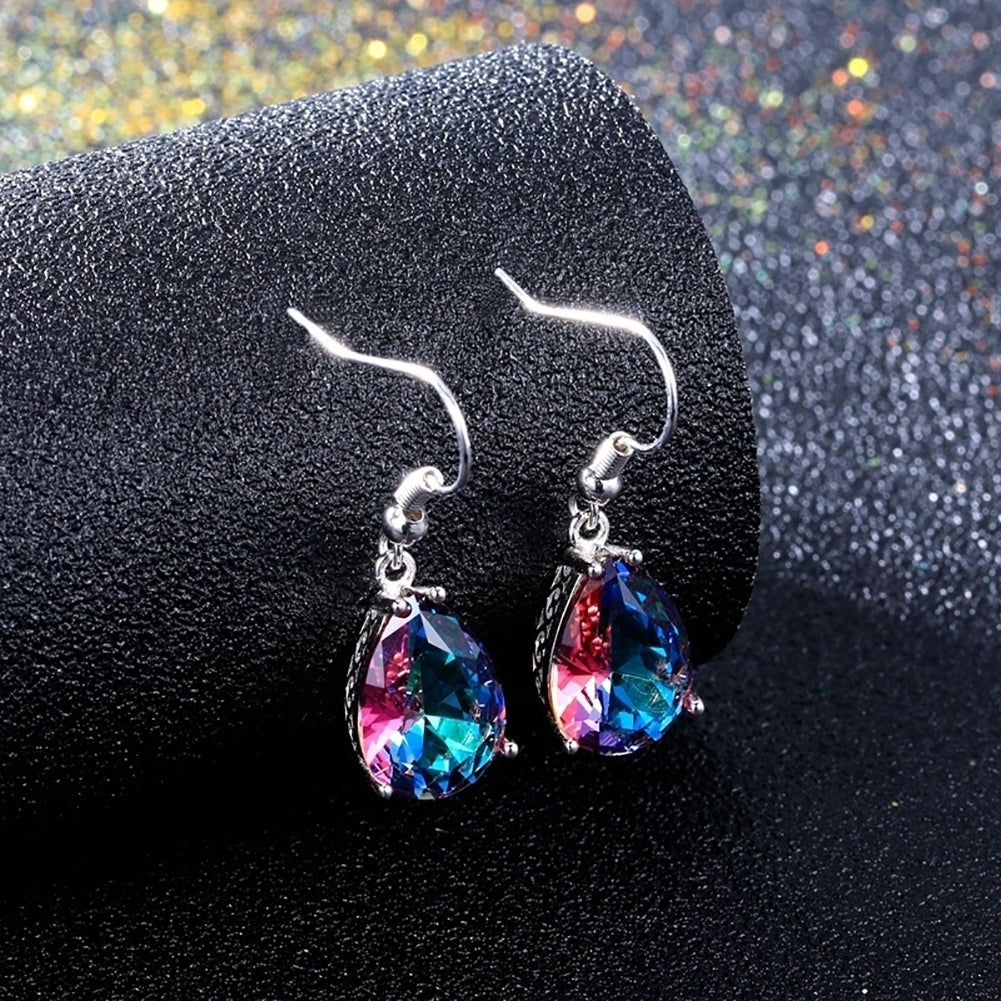 Fashion Multicolor Faux Gem Waterdrop Pear Hook Earrings Party Jewelry Eardrop Image 4