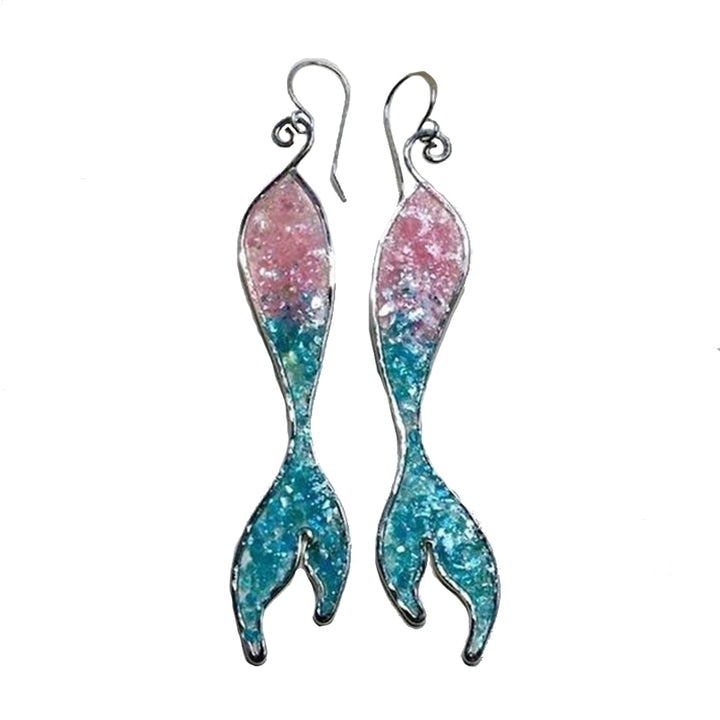 Fashion Mermaid Tail Pendant Hook Earrings Women Jewelry Party Image 6