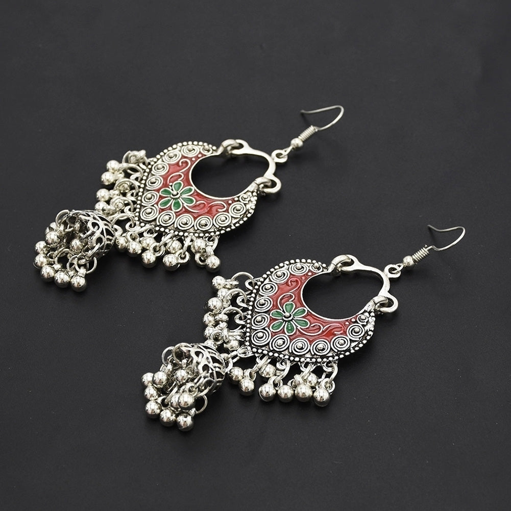 Retro Bohemian Women Flower Round Balls Tassel Dangle Hook Earrings Jewelry Image 4