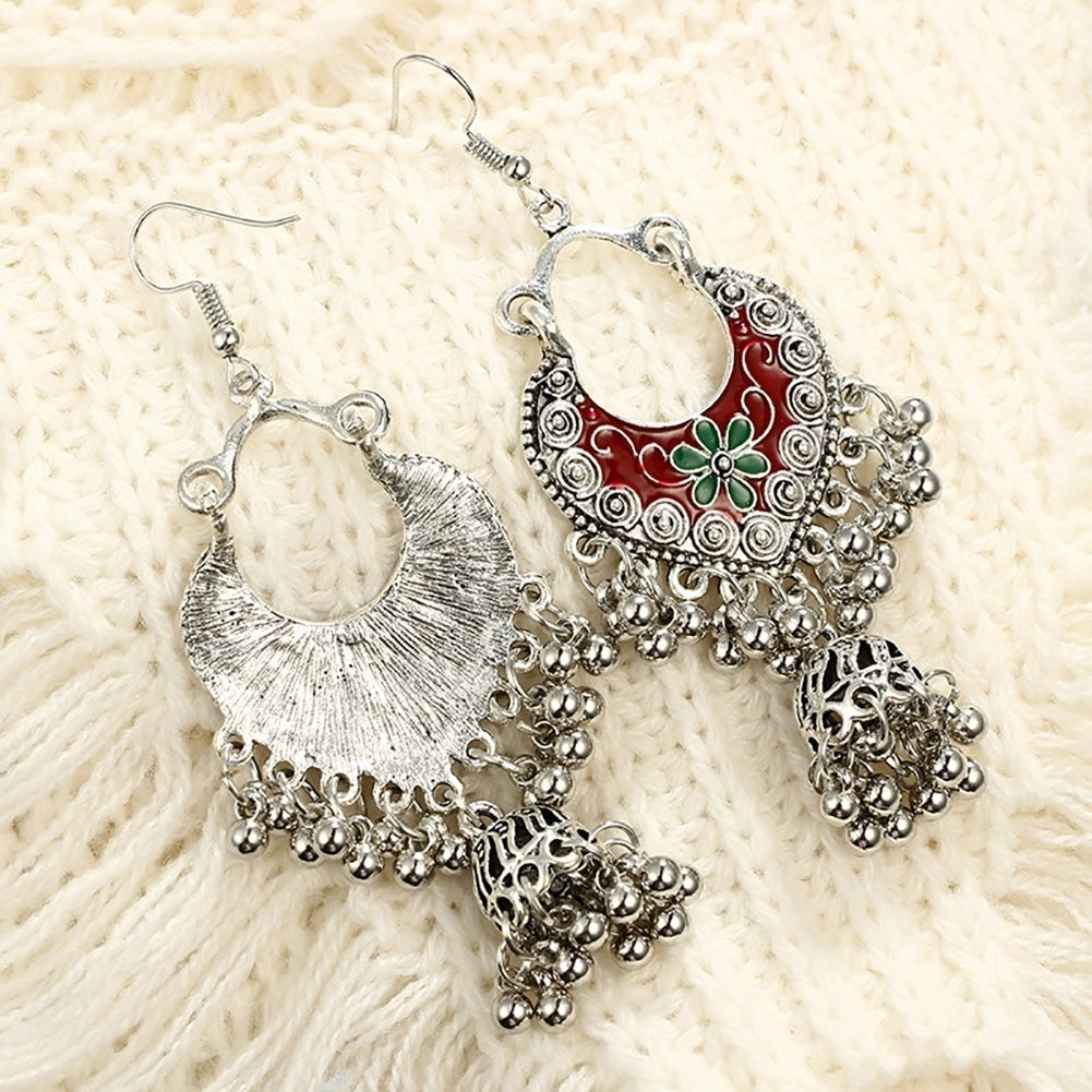 Retro Bohemian Women Flower Round Balls Tassel Dangle Hook Earrings Jewelry Image 7