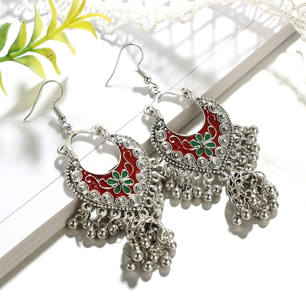 Retro Bohemian Women Flower Round Balls Tassel Dangle Hook Earrings Jewelry Image 8