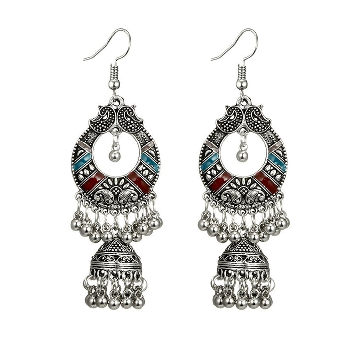 Retro Long Hollow Dangle Tassel Bells Hook Earrings Women Party Banquet Jewelry Image 1