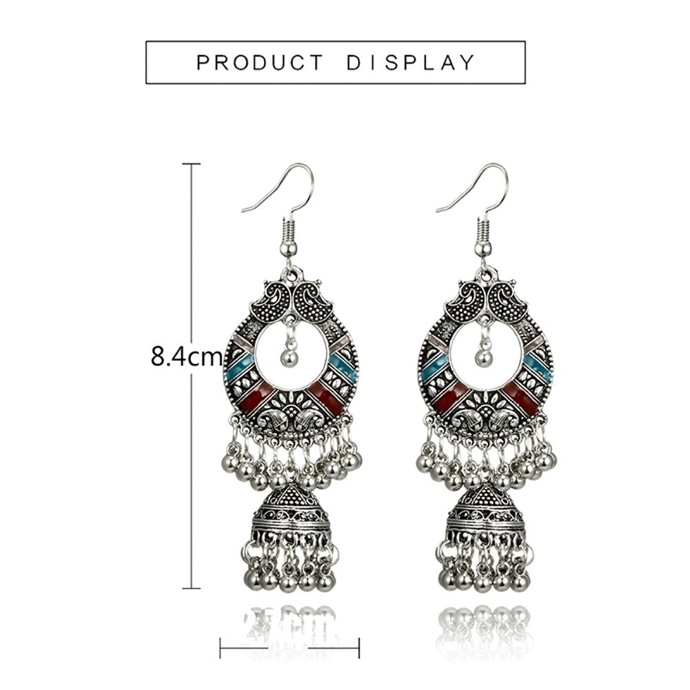 Retro Long Hollow Dangle Tassel Bells Hook Earrings Women Party Banquet Jewelry Image 12