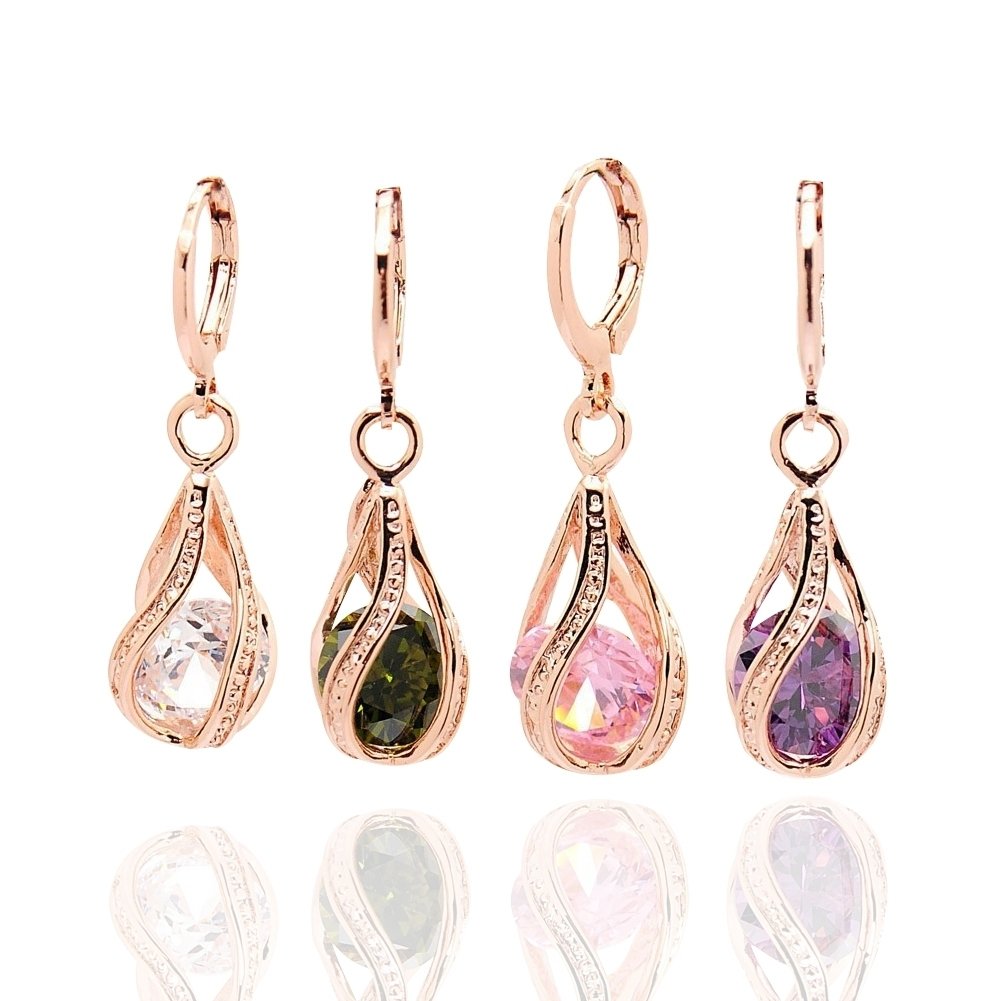 Women Fashion Cubic Zirconia Water Drop Dangle Leaverback Earrings Jewelry Gift Image 1