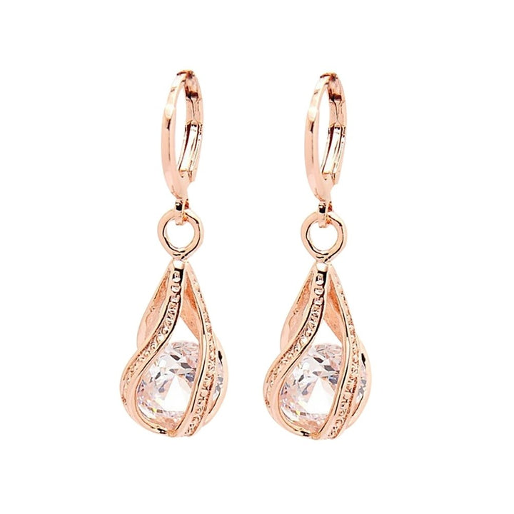 Women Fashion Cubic Zirconia Water Drop Dangle Leaverback Earrings Jewelry Gift Image 4