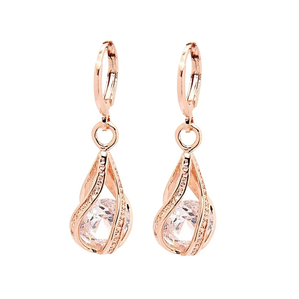 Women Fashion Cubic Zirconia Water Drop Dangle Leaverback Earrings Jewelry Gift Image 1