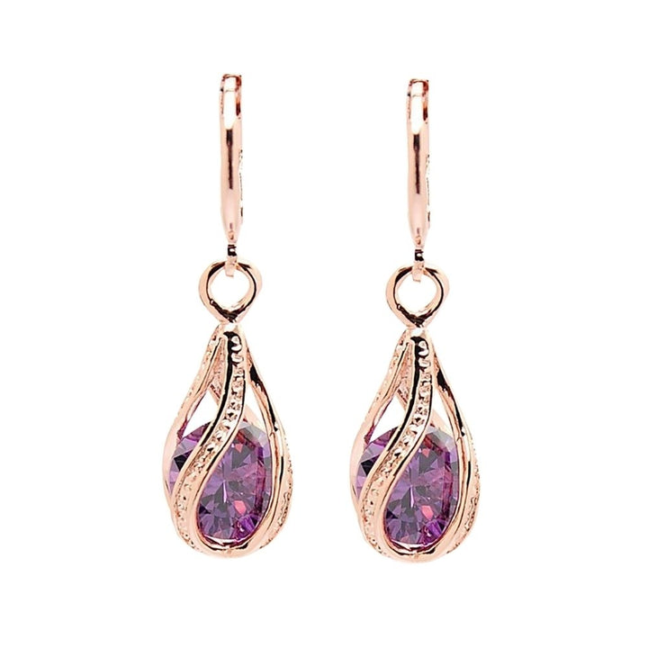 Women Fashion Cubic Zirconia Water Drop Dangle Leaverback Earrings Jewelry Gift Image 6