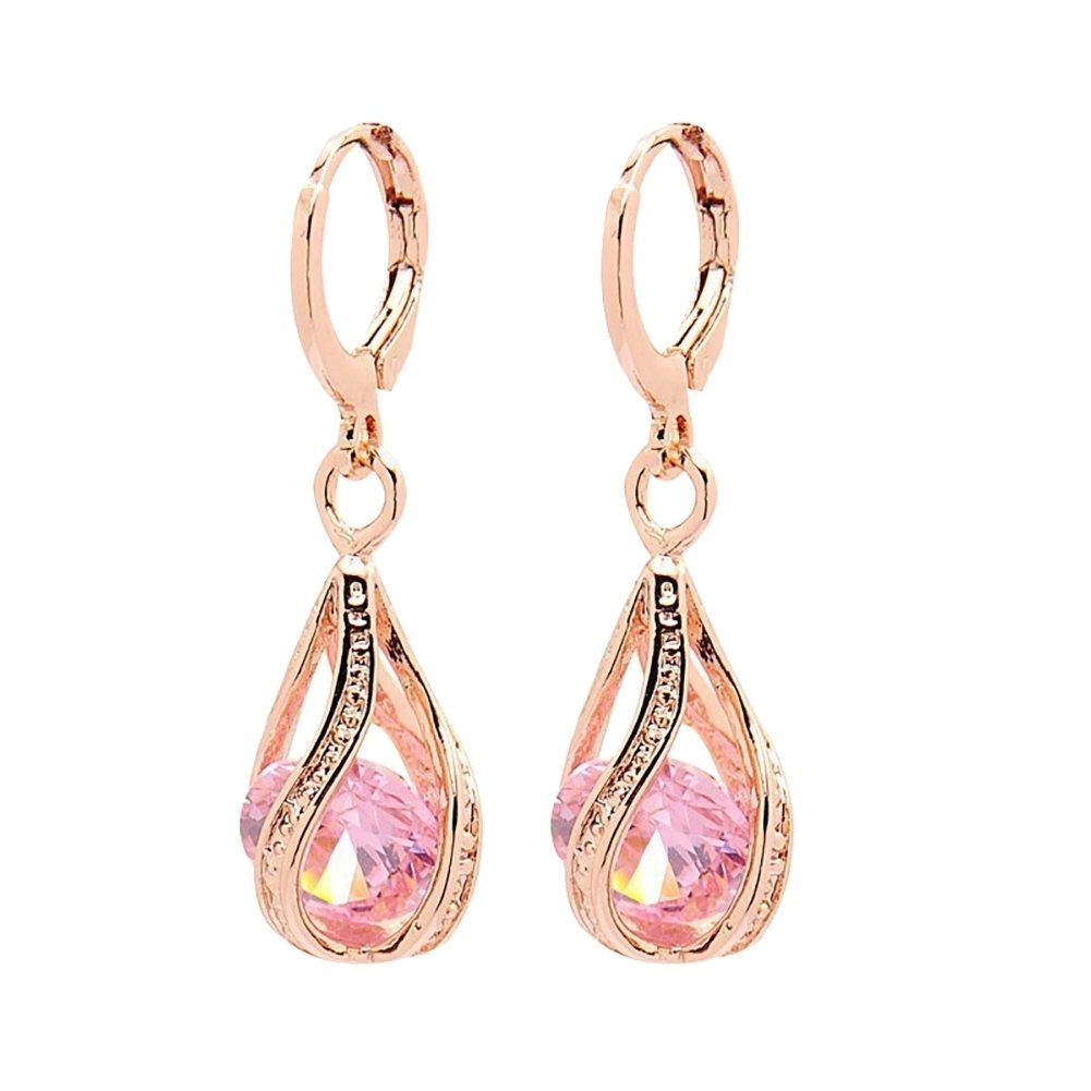 Women Fashion Cubic Zirconia Water Drop Dangle Leaverback Earrings Jewelry Gift Image 8