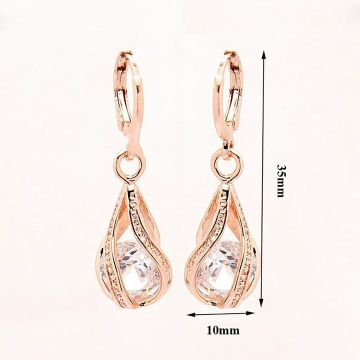 Women Fashion Cubic Zirconia Water Drop Dangle Leaverback Earrings Jewelry Gift Image 9