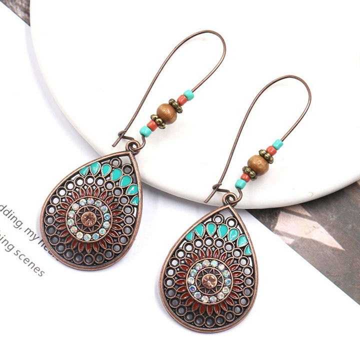 Bohemia Hollow Water Drop Shape Dangle Beaded Hook Earrings Women Party Jewelry Image 4