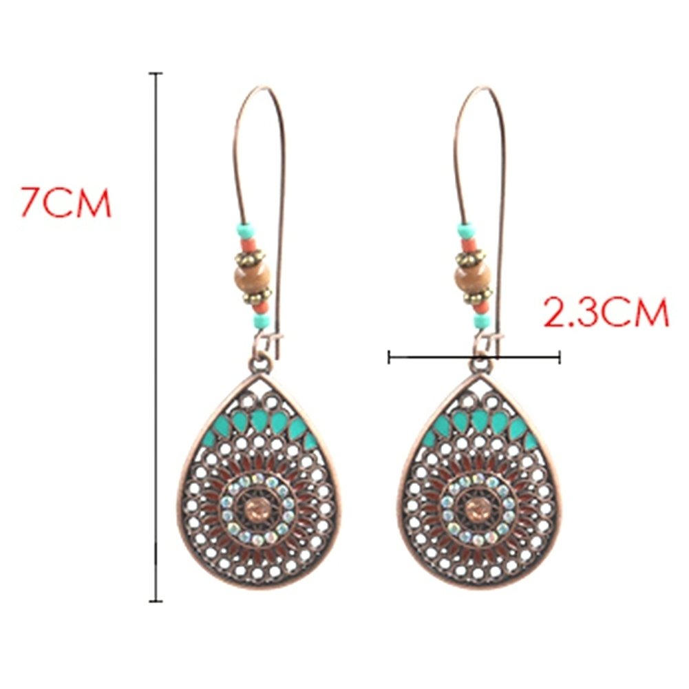 Bohemia Hollow Water Drop Shape Dangle Beaded Hook Earrings Women Party Jewelry Image 9