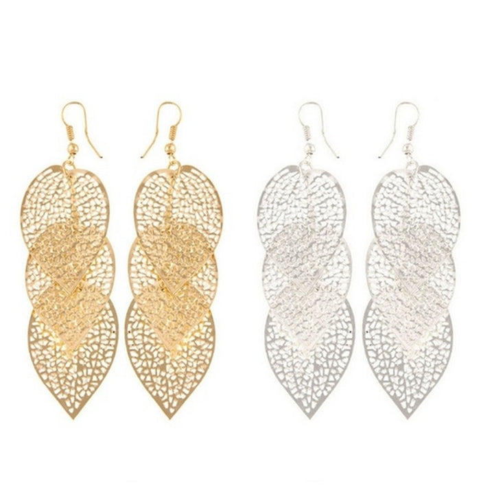 Fashion Women Hollow Leaf Shaped Drop Dangle Hook Earrings Party Jewelry Gifts Image 1