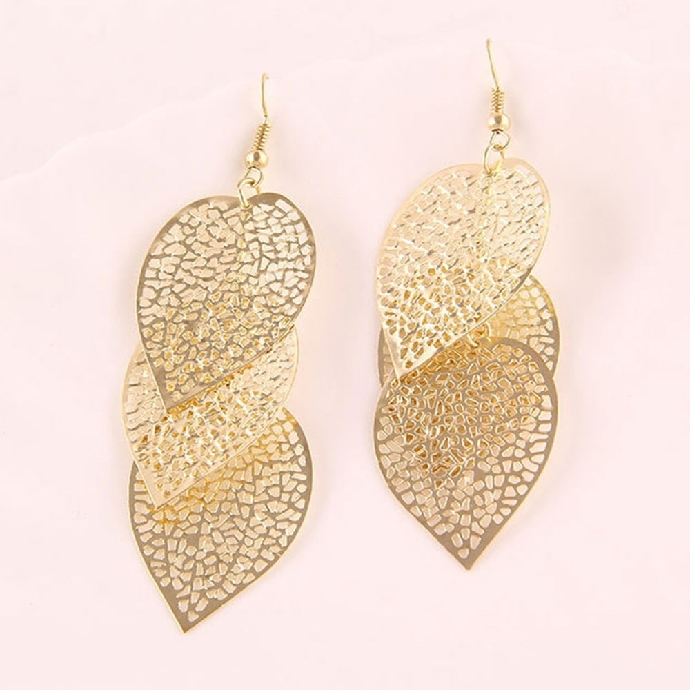 Fashion Women Hollow Leaf Shaped Drop Dangle Hook Earrings Party Jewelry Gifts Image 2