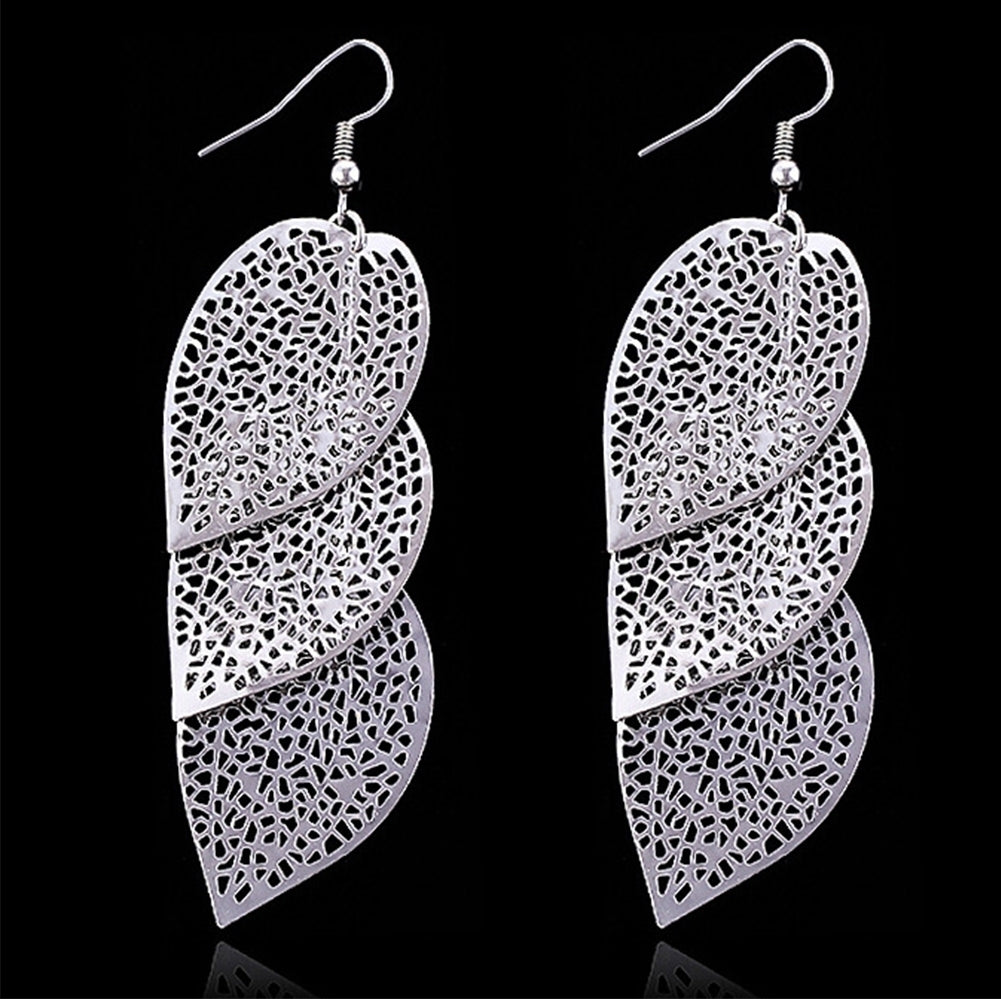 Fashion Women Hollow Leaf Shaped Drop Dangle Hook Earrings Party Jewelry Gifts Image 7