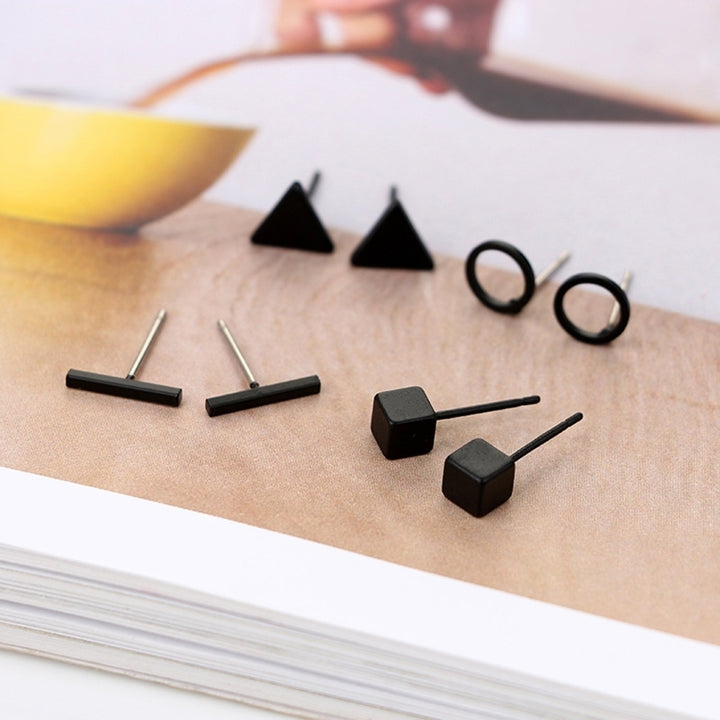 8Pcs Fashion Geometric Square Triangle Circle Ear Stud Earrings Women Gift Image 1