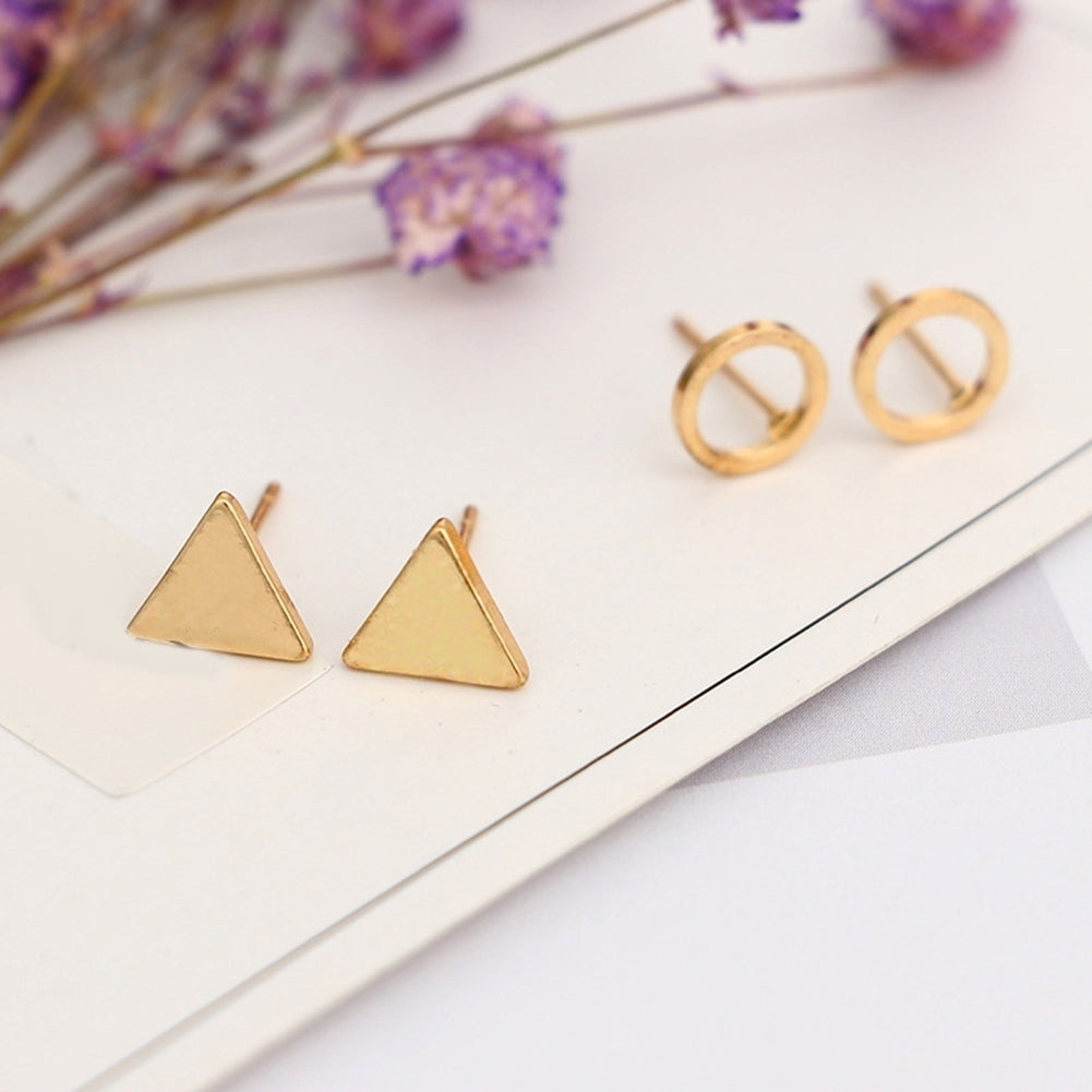 8Pcs Fashion Geometric Square Triangle Circle Ear Stud Earrings Women Gift Image 7